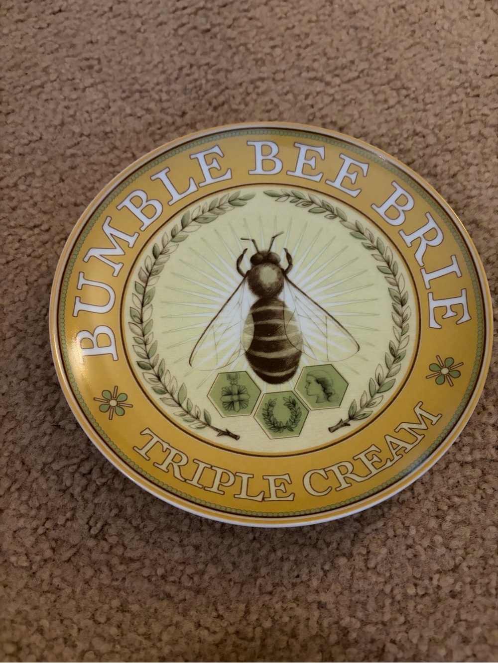 Pottery Barn 7” Vintage Label Cheese plates (3)